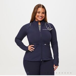 Figs Scrub Jacket contour knit navy